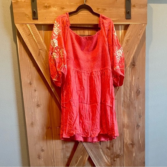 Andree By Unit Embroidered L/S Dress, Color: Red, Size: 1X - Picture 3 of 5